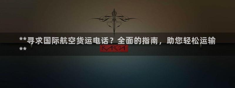 尊龙人品怎么样：**寻求国际航空货运电话？全面的指南，助