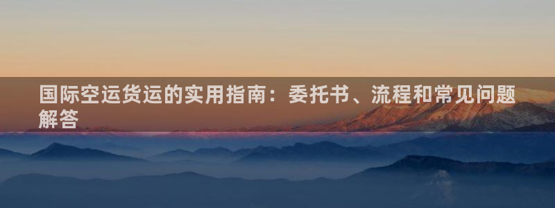 尊龙d88平台版下载：国际空运货运的实用指南：委托书、流